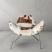 Hand-Forged Metal Milk Coffee Fur Lounge Chair