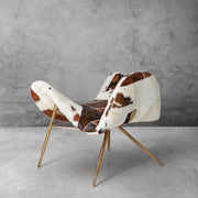 Hand-Forged Metal Milk Coffee Fur Lounge Chair