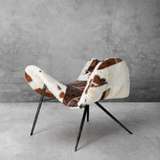 Hand-Forged Metal Milk Coffee Fur Lounge Chair