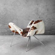 Hand-Forged Metal Milk Coffee Fur Lounge Chair