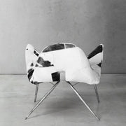Hand-Forged Metal Milk Coffee Fur Lounge Chair