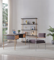 Hand-Forged Metal Retro Brass Iron Frame Rattan Desk