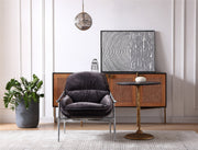 Hand-Forged Metal Brown Leather Accent Chairs