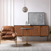 Hand-Forged Metal Metal Frame Rattan Long Side Cabinet
