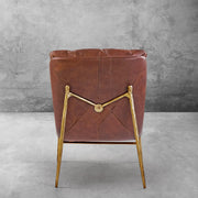Hand-Forged Metal Vintage Leather Armrest Lounge Chair