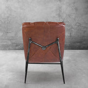 Hand-Forged Metal Vintage Leather Armrest Lounge Chair