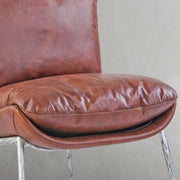 Hand-Forged Metal Vintage Leather Armrest Lounge Chair