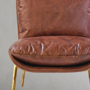 Hand-Forged Metal Vintage Leather Armrest Lounge Chair