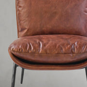 Hand-Forged Metal Vintage Leather Armrest Lounge Chair