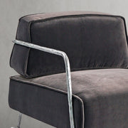 Hand-Forged Metal Gray Velvet Armchair