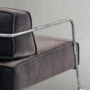 Hand-Forged Metal Gray Velvet Armchair