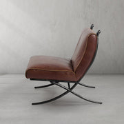 Hand-Forged Metal Vintage Leather Lounge Chair
