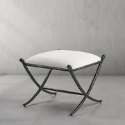Hand-Forged Metal Horn Fabric Base Stool