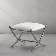 Hand-Forged Metal Horn Fabric Base Stool