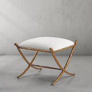 Hand-Forged Metal Horn Fabric Base Stool