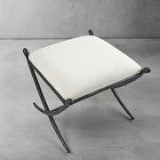 Hand-Forged Metal Horn Fabric Base Stool