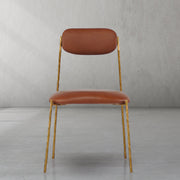 Hand-Forged Metal Genuine Leather Dining Chair