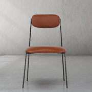 Hand-Forged Metal Genuine Leather Dining Chair
