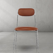Hand-Forged Metal Genuine Leather Dining Chair