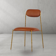 Hand-Forged Metal Genuine Leather Dining Chair