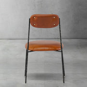 Hand-Forged Metal Genuine Leather Dining Chair