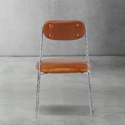 Hand-Forged Metal Genuine Leather Dining Chair