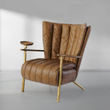 Hand-Forged Metal Vintage Leather Armchair Cigar Chair