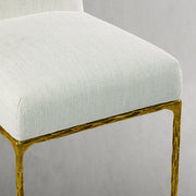 Hand-Forged Metal Minimalist Fabric Dining Chair