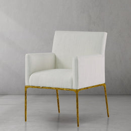 Hand-Forged Metal Track Fabric Lounge Armchair