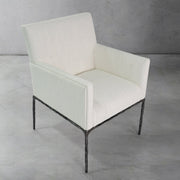 Hand-Forged Metal Track Fabric Lounge Armchair