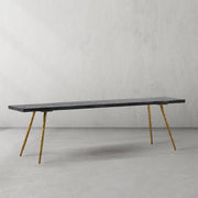 Hand-Forged Metal Retro Copper Frame Solid Wood Dining Bench