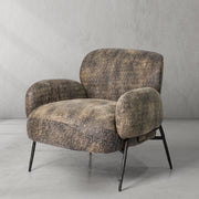 Hand-Forged Metal Vintage Pearl Grain Cowhide Lounge Chair