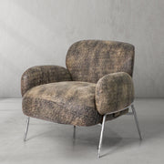 Hand-Forged Metal Vintage Pearl Grain Cowhide Lounge Chair