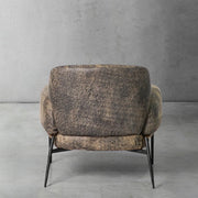 Hand-Forged Metal Vintage Pearl Grain Cowhide Lounge Chair