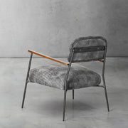 Hand-Forged Metal Grey Pearl Grain Leather Armchair