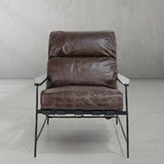 Hand-Forged Metal Leather Armchair