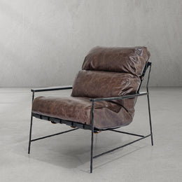 Hand-Forged Metal Leather Armchair