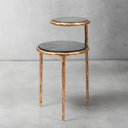 Hand-Forged Metal Tiered Accent Table