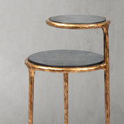 Hand-Forged Metal Tiered Accent Table