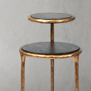Hand-Forged Metal Tiered Accent Table