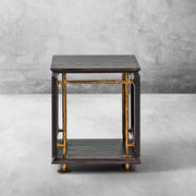 Hand-Forged Metal Woven Rattan Side Table