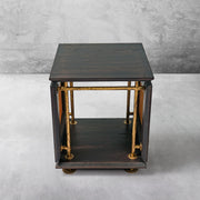 Hand-Forged Metal Woven Rattan Side Table