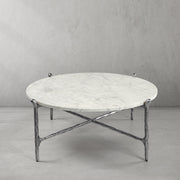 Hand-Forged Metal Round  Horn Marble Coffee Table & Side Table
