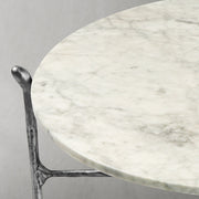 Hand-Forged Metal Round  Horn Marble Coffee Table & Side Table