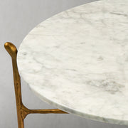 Hand-Forged Metal Round  Horn Marble Coffee Table & Side Table