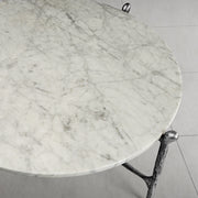 Hand-Forged Metal Round  Horn Marble Coffee Table & Side Table