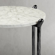 Hand-Forged Metal Round  Horn Marble Coffee Table & Side Table