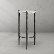 Hand-Forged Metal Round  Horn Marble Coffee Table & Side Table