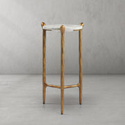 Hand-Forged Metal Round  Horn Marble Coffee Table & Side Table