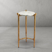 Hand-Forged Metal Round  Horn Marble Coffee Table & Side Table